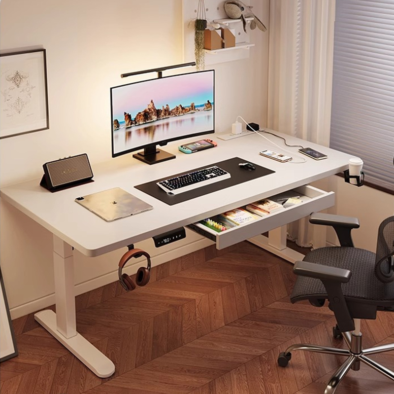 Desk Setup Bedroom - Nowoczesne elektryczne biurko stojące z dwoma