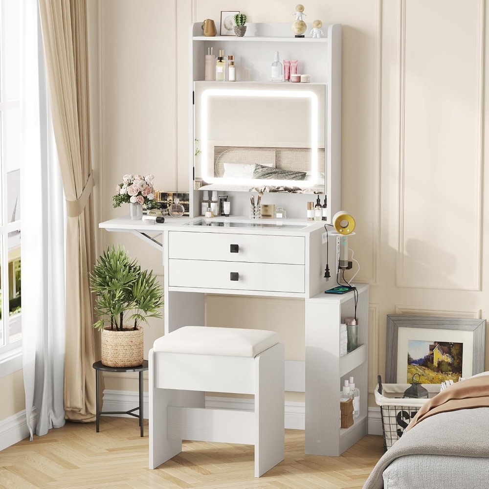Desk Setup Small - Mała toaletka z 3 regulowanymi, podświetlanymi