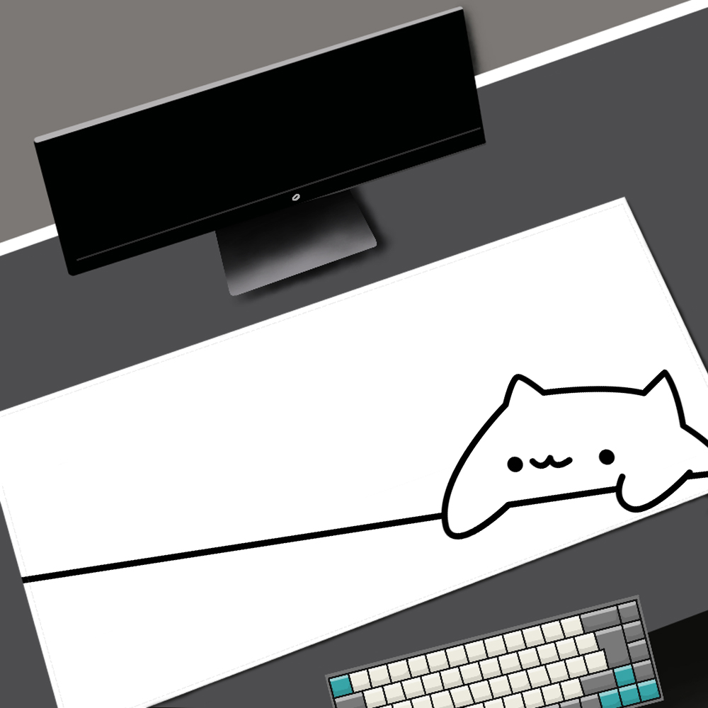 Desk Setup Blue - Biała podkładka pod mysz Black Cat