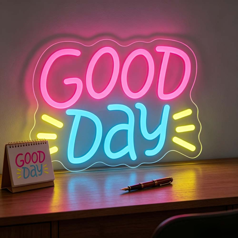 Neonowy znak LED Good Day, kol – Desk Setup Bedroom recenzja i cena